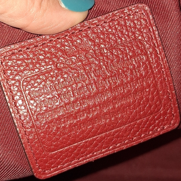 Coach Central Pebble Leather Satchel Red Maroon Medium Sized Crossbody Purse EUC - Picture 8 of 17